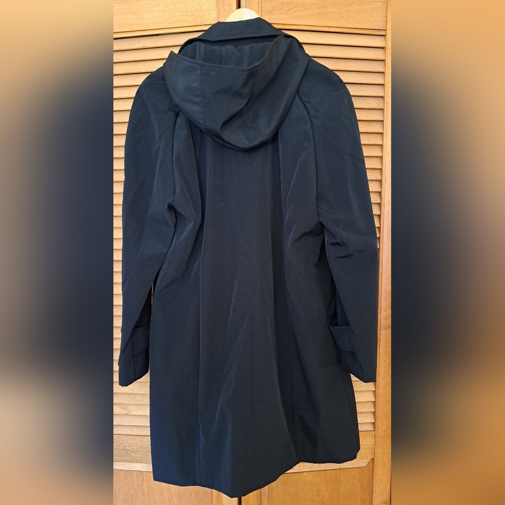 Calvin Klein Women's Black Coat W Hood Size L EUC - Picture 2 of 4